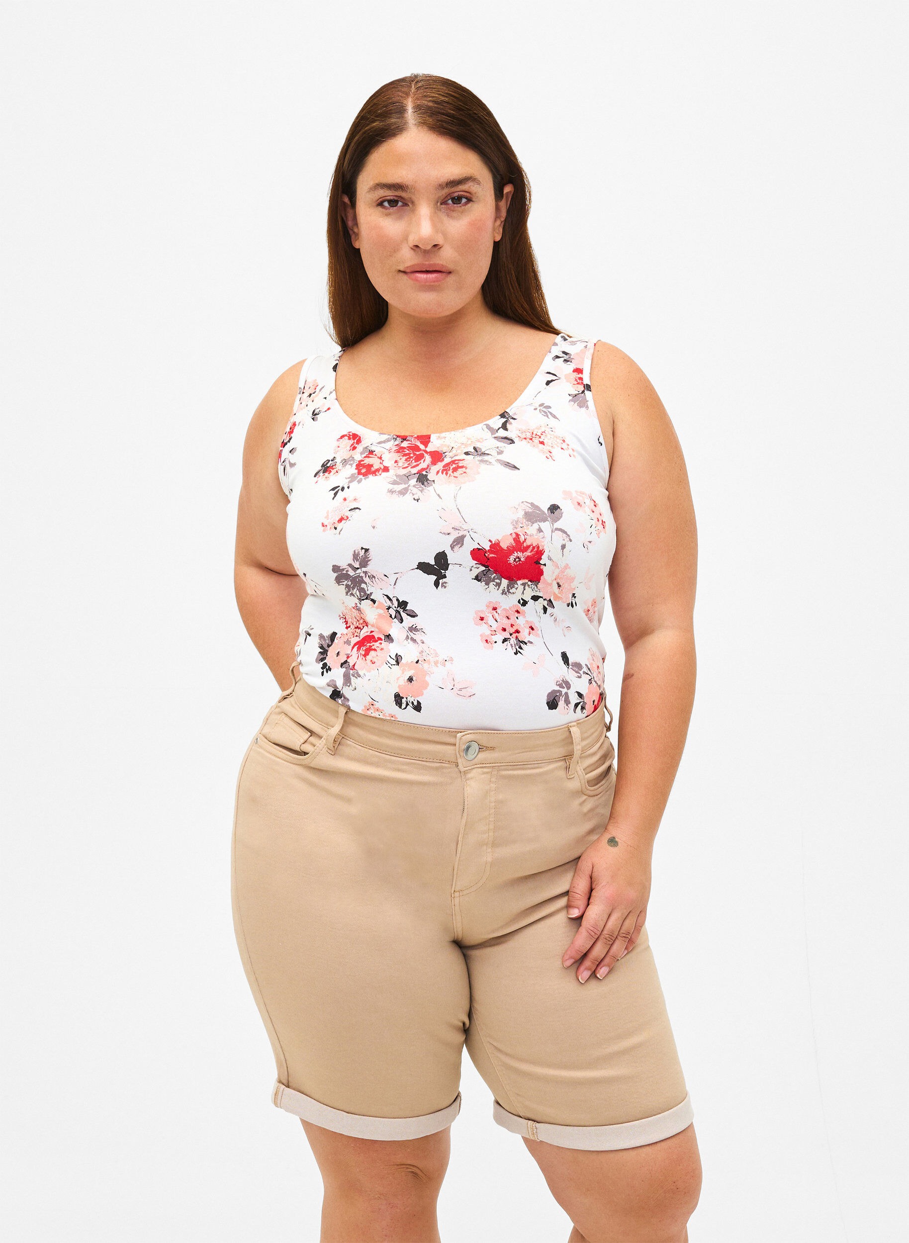 ZizziKorte spijkerbroek met strakke pasvorm en hoge taille, Nomad, Model image number 0