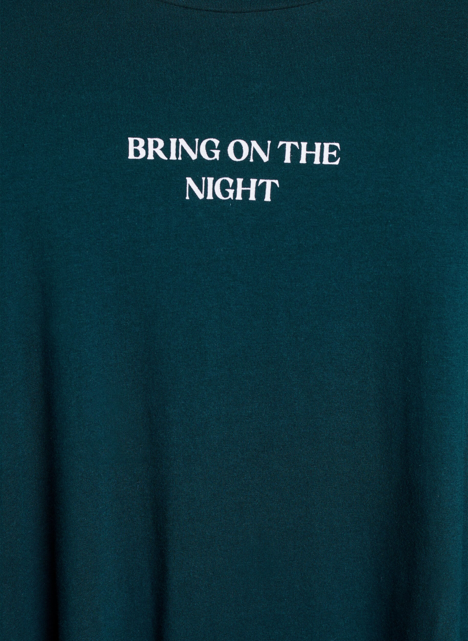 ZizziNachthemd met lange mouwen in biologisch katoen, Groen, Packshot image number 2