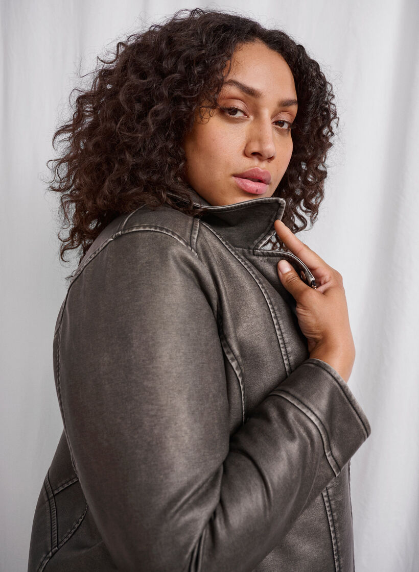 Veste imitation cuir patinée, Dark Grey Wash, Image image number 0