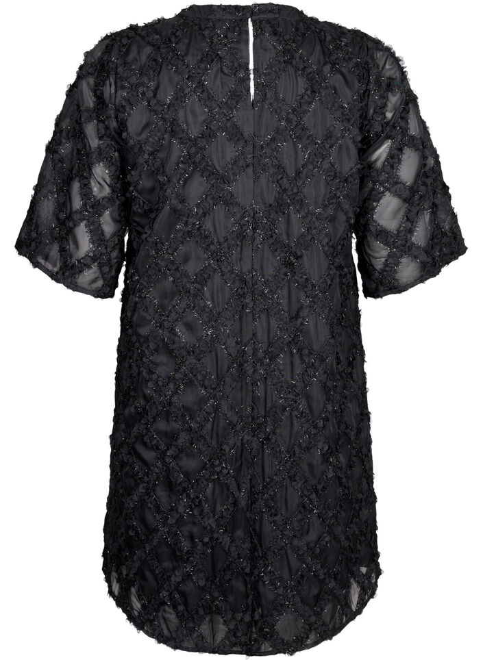 Robe courte texturée, Black, Packshot image number 1