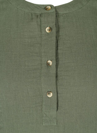 Katoenen blouse met knopen en 3/4-mouwen, Thyme, Packshot image number 2