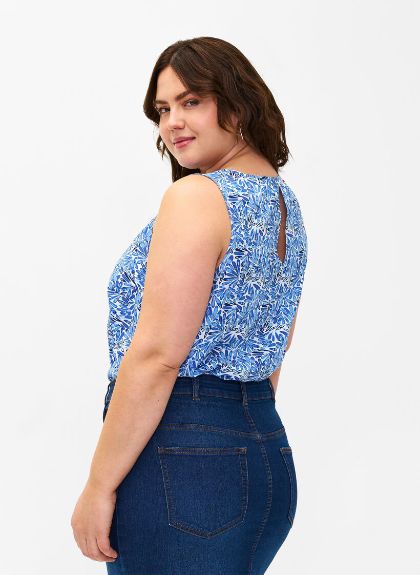 Flash - Mouwloze top met print, Blauw, Model image number 2