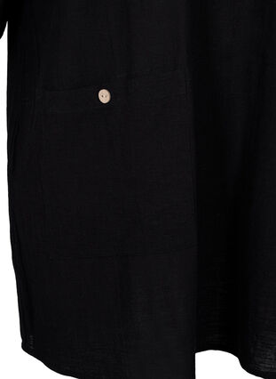 Tunique à manches 3/4 en coton mélangé et lin, Black, Packshot image number 3