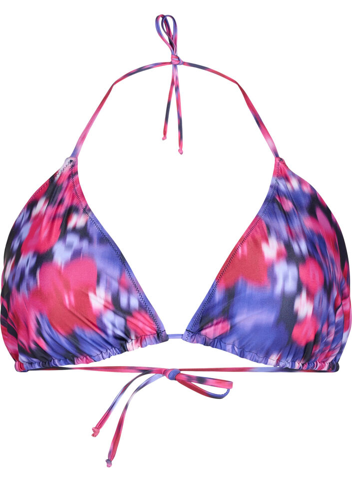 Driehoekige bikinitop met print, Roze, Packshot image number 0