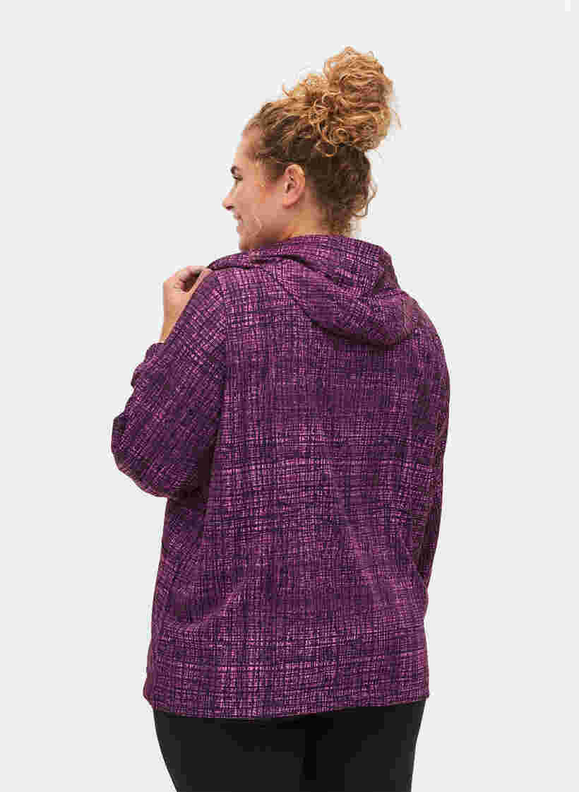 Anorak de sport avec fermeture éclair et poches, Square Purple Print, Model image number 1
