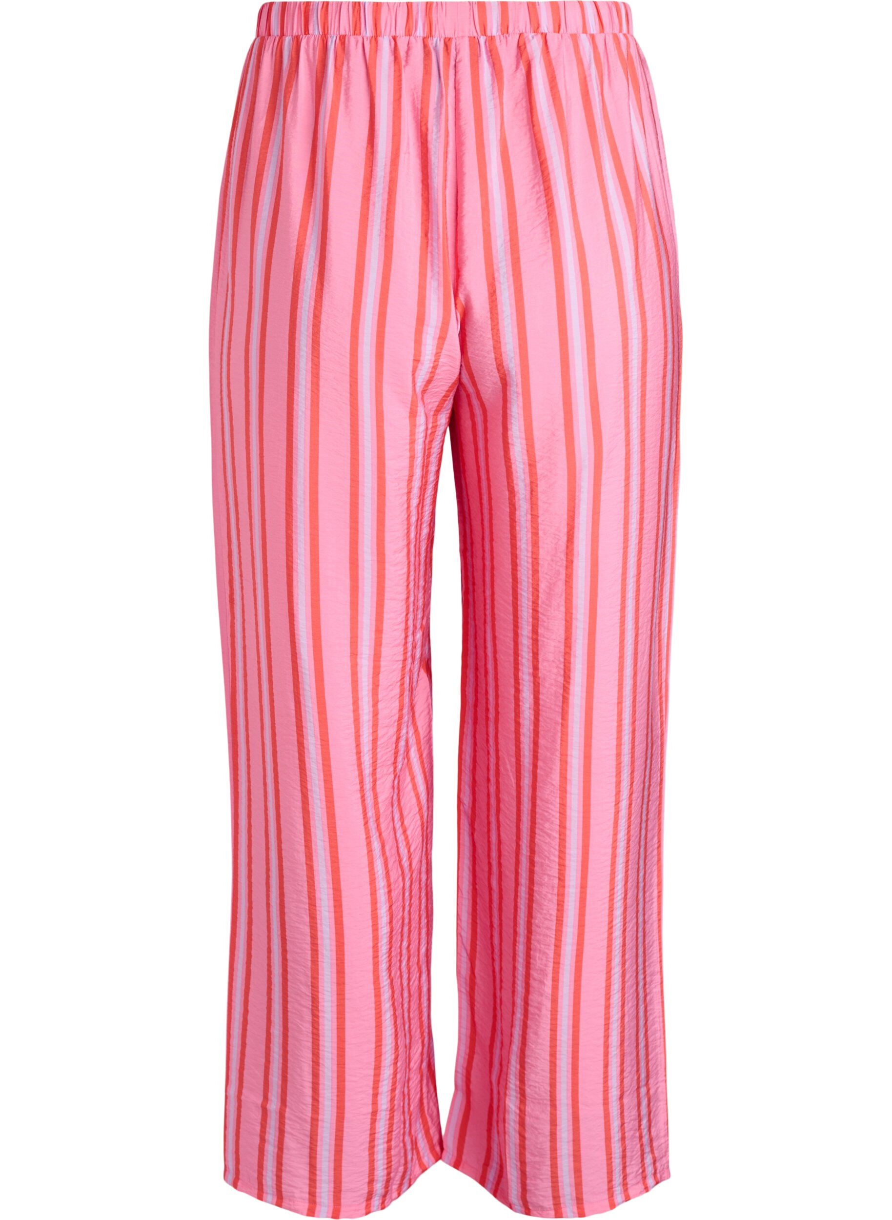 ZizziGestreepte broek met hoge taille en wijde pijpen, Roze, Packshot image number 1