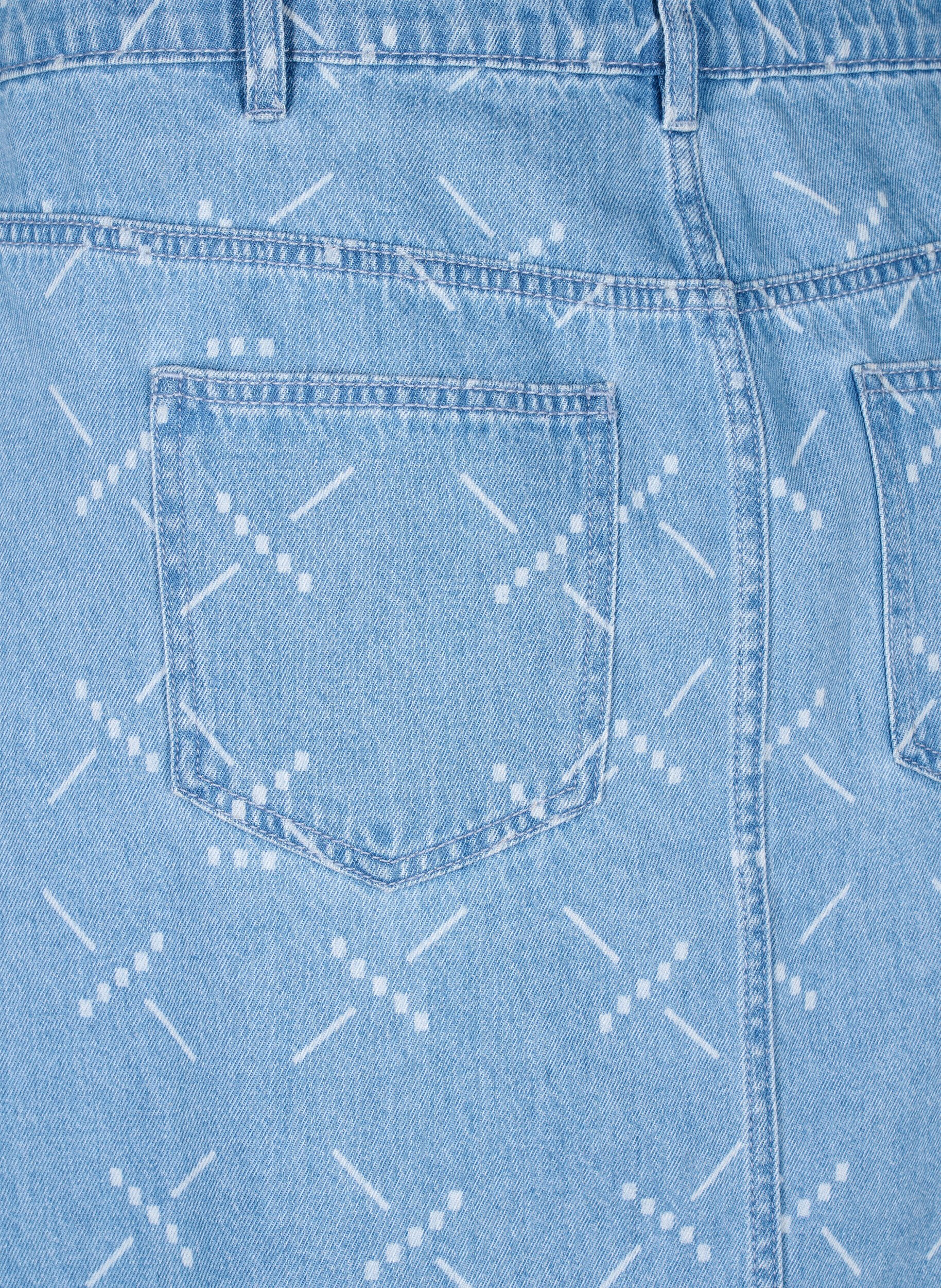ZizziDenim rok met patroon, Light blue denim, Packshot image number 3