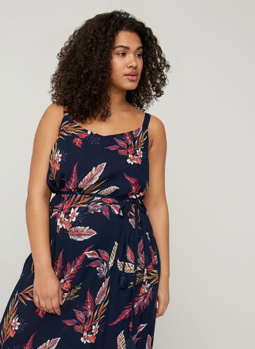 Viscose maxi-jurk met bloemenprint , Indian Summer Flower, Model image number 1