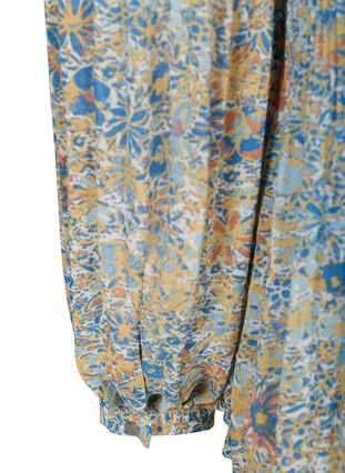 Geplooide blouse met bloemenprint, Light Blue Multi AOP, Packshot image number 3