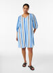 Robes courtes en lin et viscose &agrave; manches 3/4, Bleu, Model image number 1
