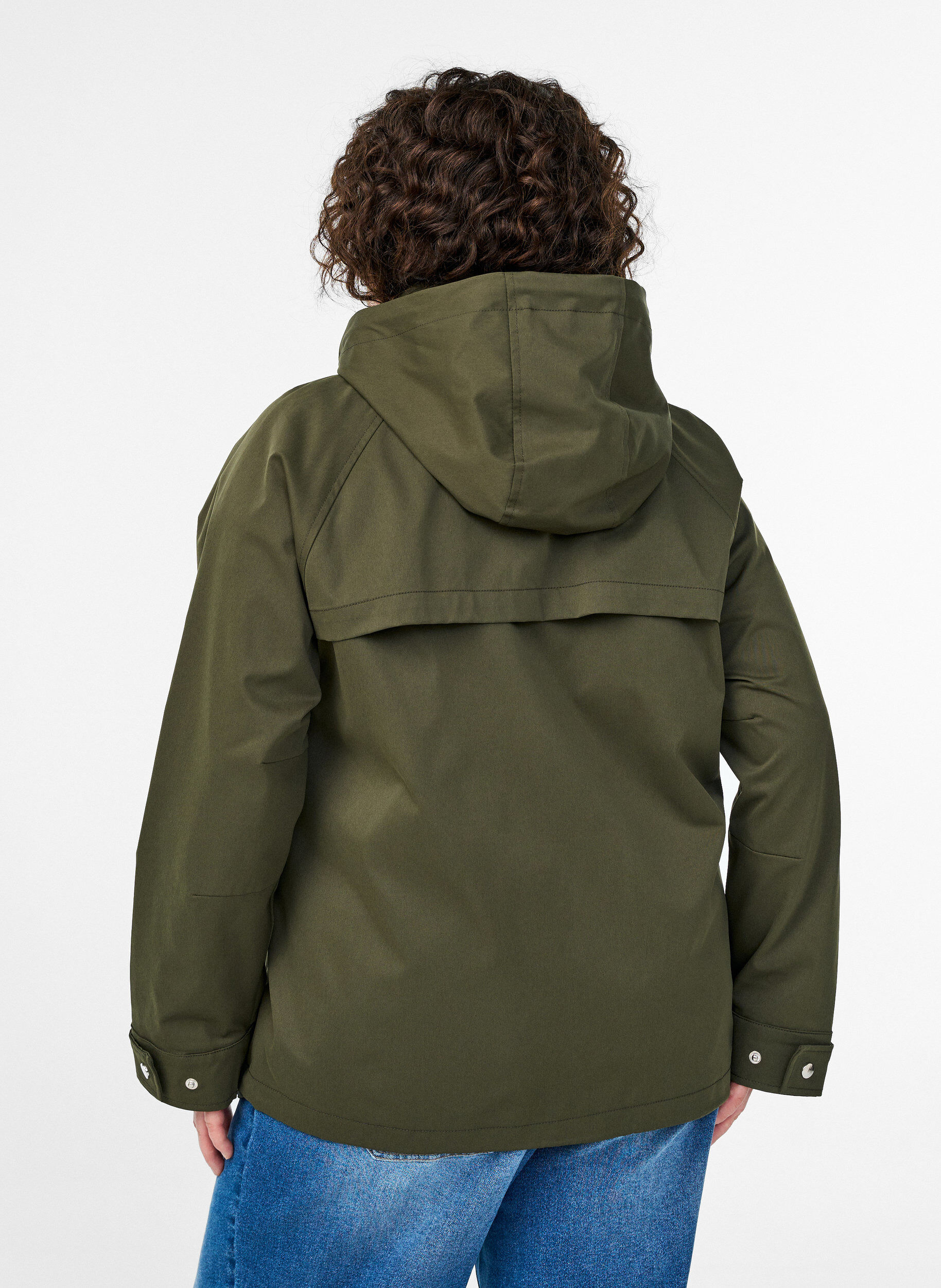 ZizziVeste courte de printemps avec capuche amovible, Vert fonc&eacute;, Model image number 2