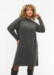 Ribbed Knit Dress met col, Dark Grey Melange, Model image number 0