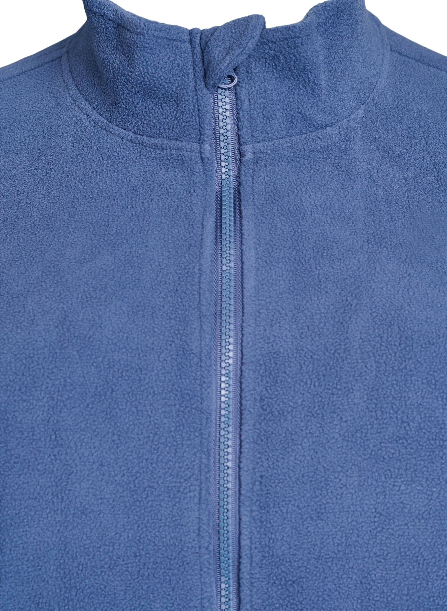 ZizziFleecetop met ritssluiting en hoge kraag, Blauw, Packshot image number 2