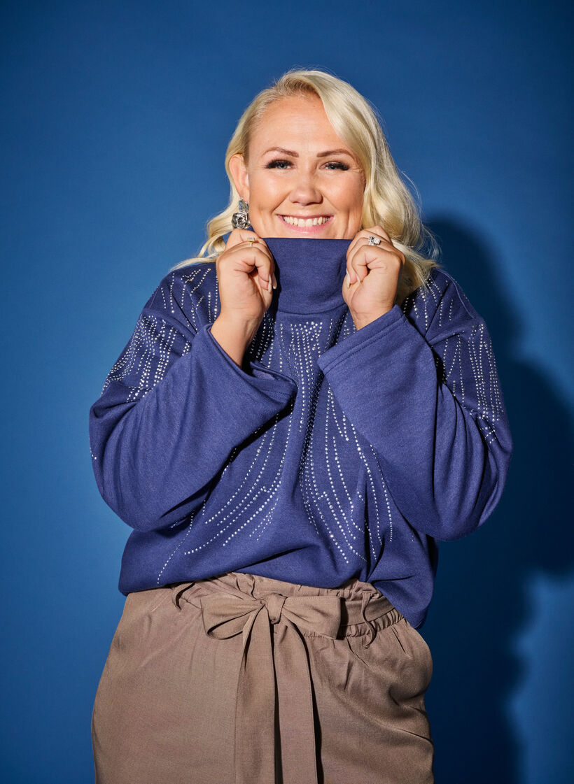 Sweatshirt met een hoge hals en strass-steentjes, Naval Academy, Image image number 0