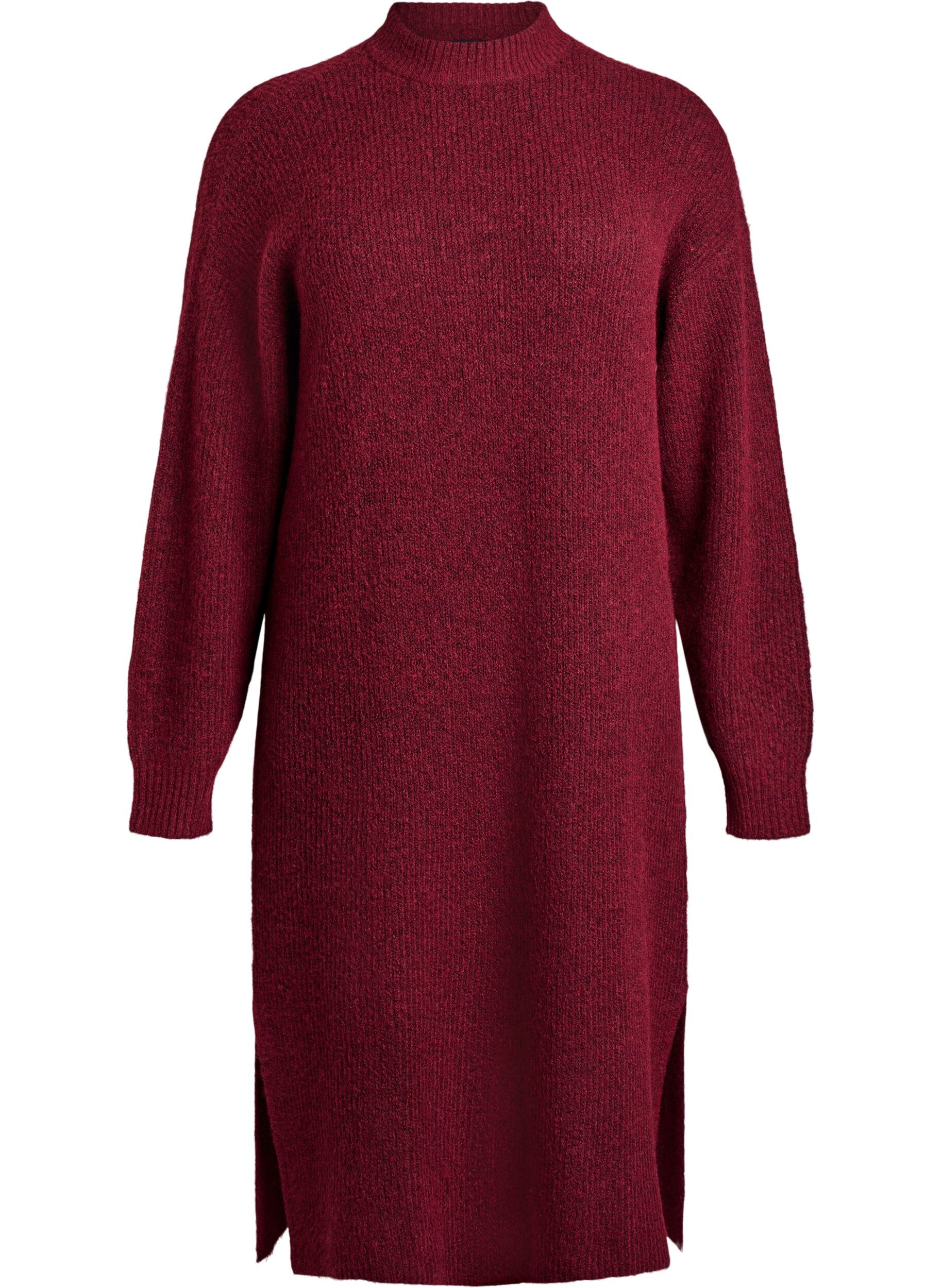 Lange gebreide jurk met hoge hals