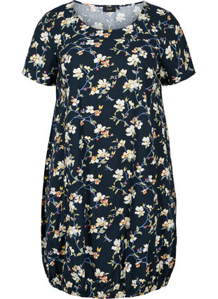Katoenen jurk met korte mouwen en print, Vulcan Flower AOP, Packshot image number 0
