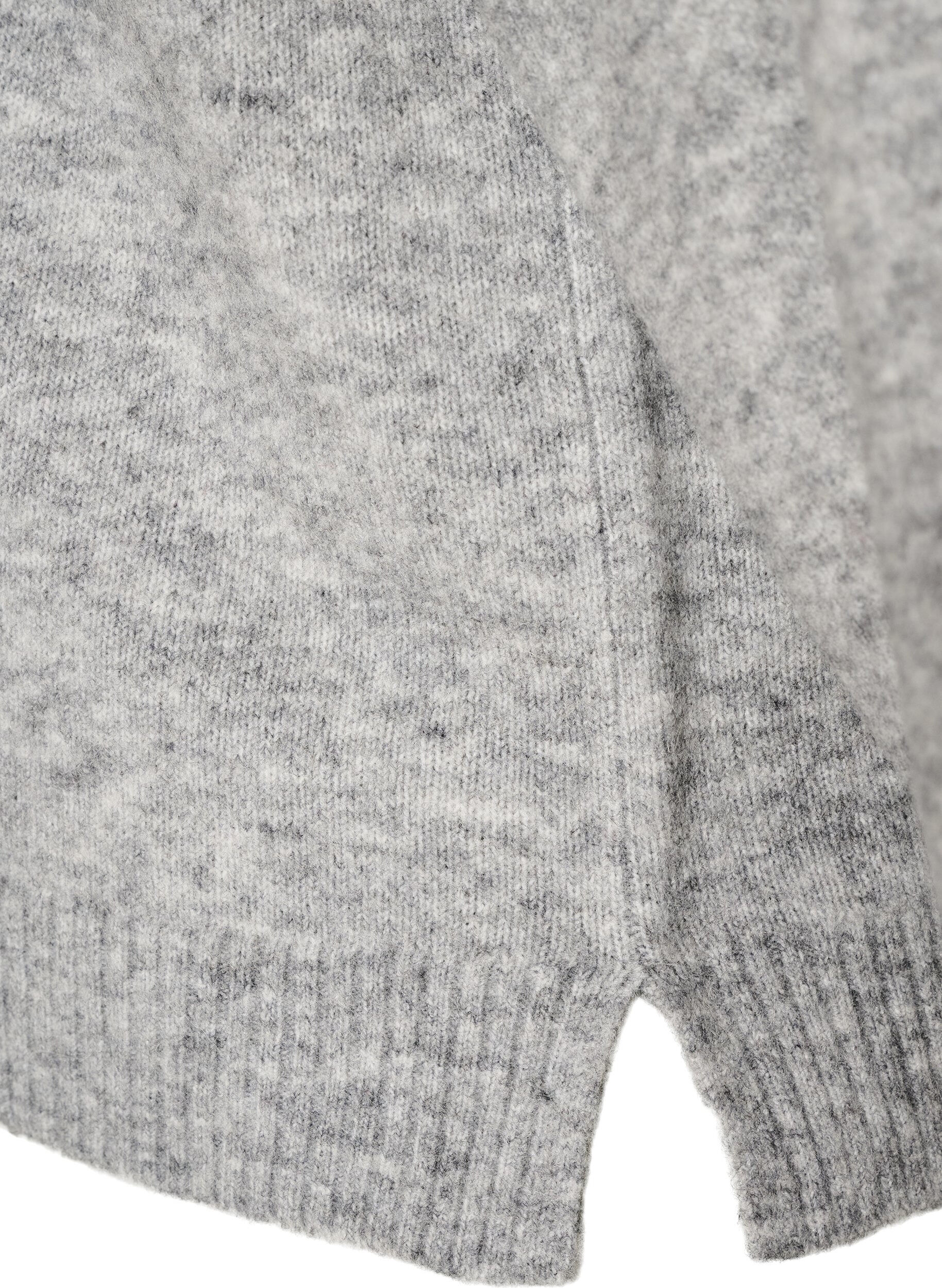 ZizziBlouse ample tricot&eacute;e en alpaga et laine, Gris, Packshot image number 3