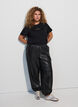 T-shirt en coton avec badge texte, Noir, Model image number 1