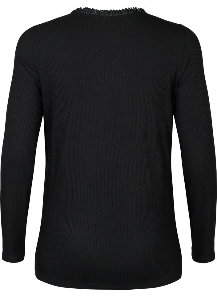 Zwangerschapsblouse met kant en lange mouwen, Zwart, Packshot image number 1