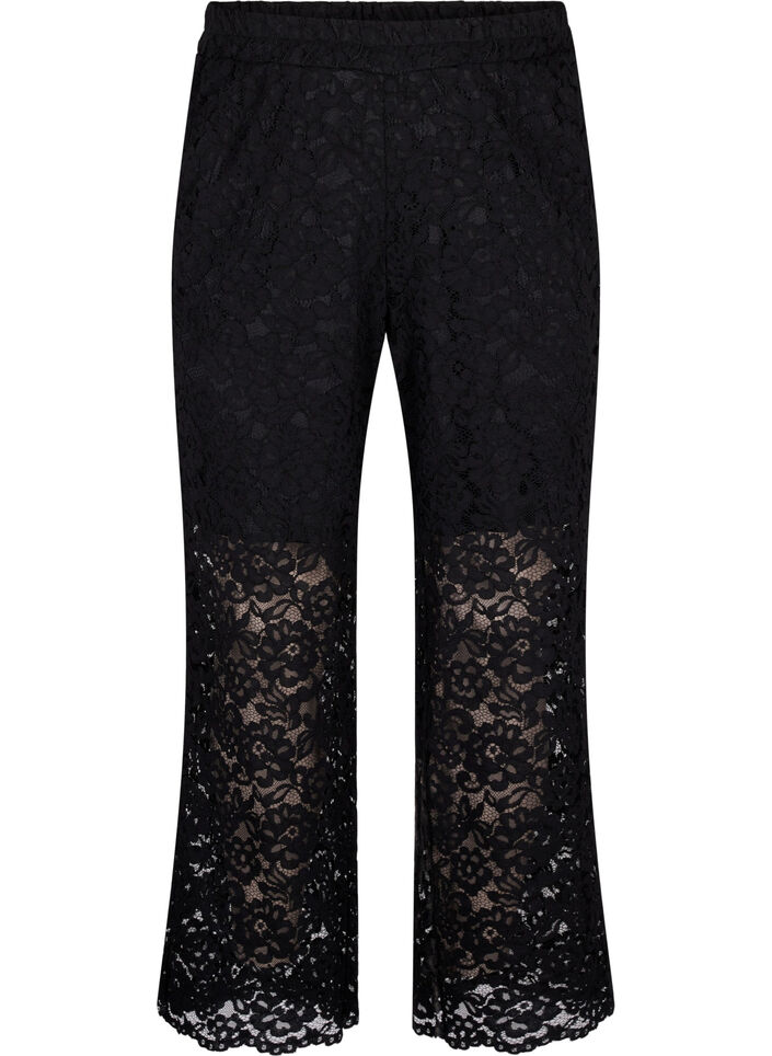 Pantalon en dentelle avec des poches, Black, Packshot image number 0