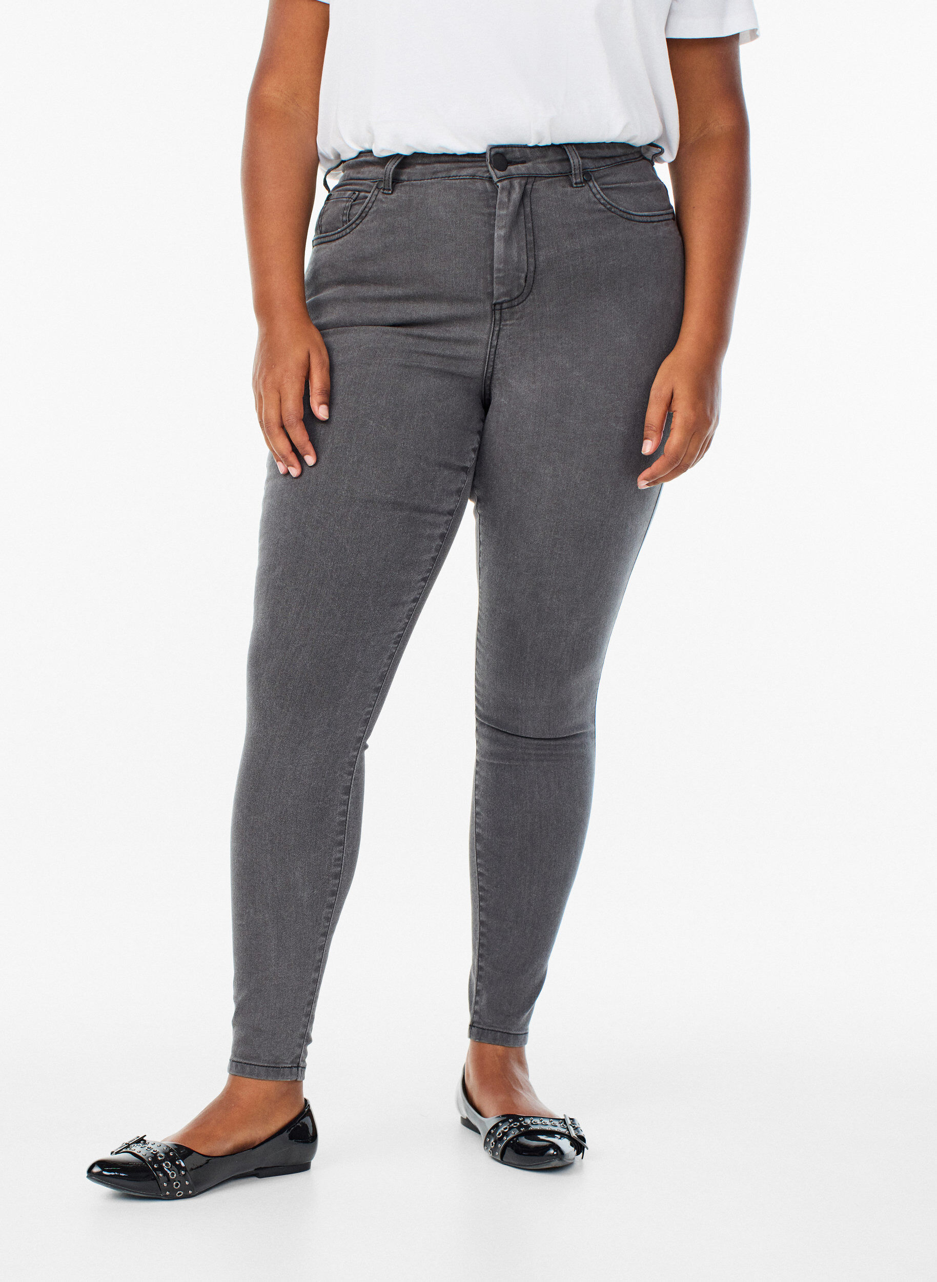 ZizziJean Amy taille haute coupe super slim, Gris, Model image number 2
