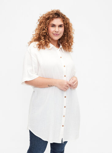 Chemise à manches courtes avec boutons, Off-White, Model image number 0