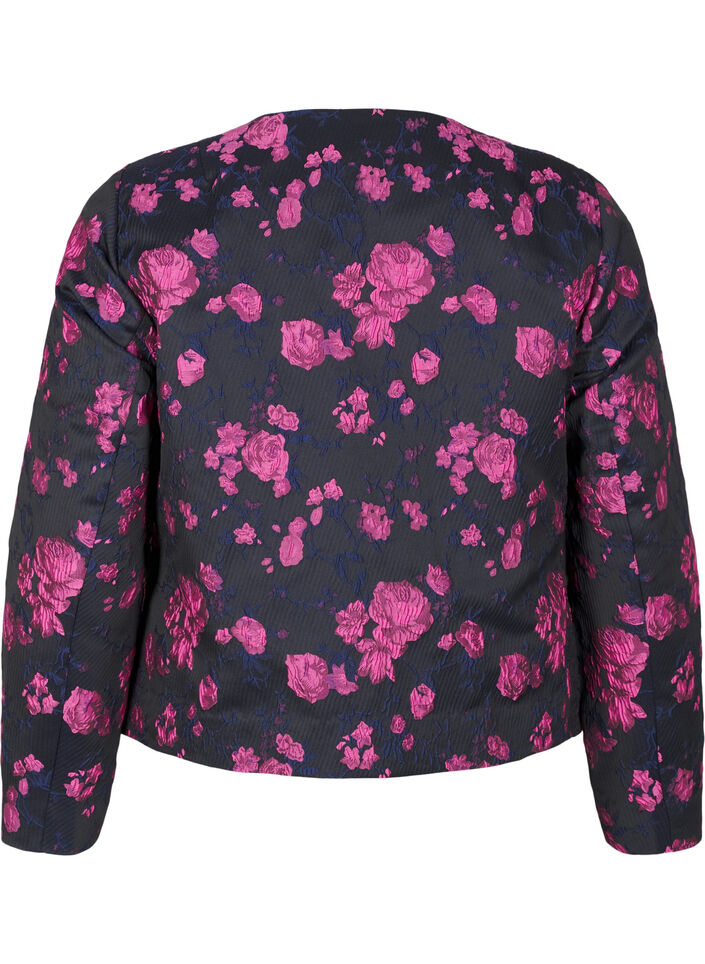 Jacquard jas met bloemenprint, Black w. Red Rose, Packshot image number 1