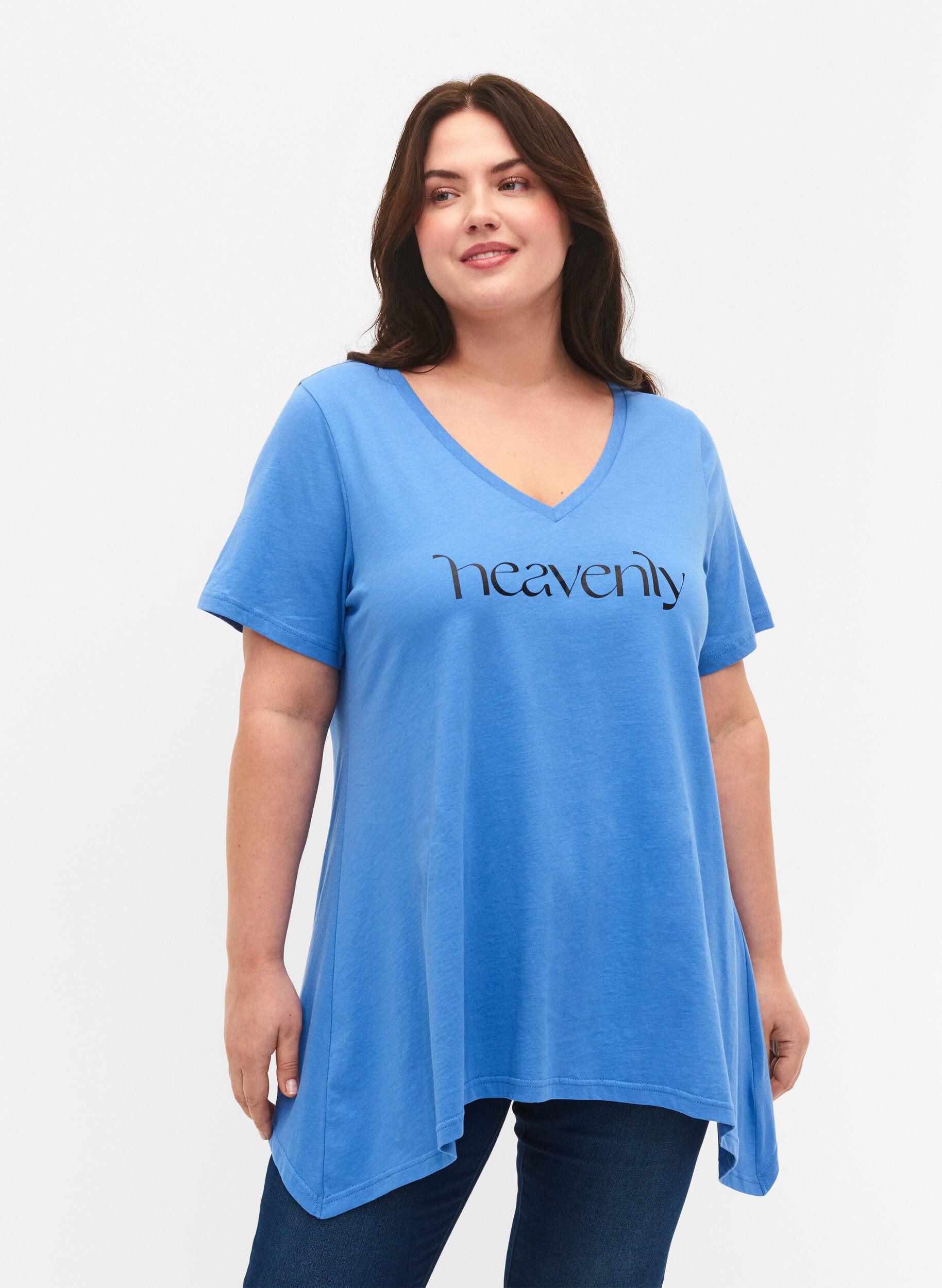 ZizziKatoenen t-shirt met korte mouwen, Ultramarine HEAVENLY, Model image number 0