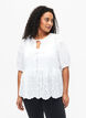 Chemisier en viscose avec broderie anglaise, Bright White, Model image number 0