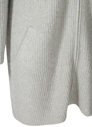 Cardigan long en maille à capuche avec zip, Light Grey Melange, Packshot image number 3