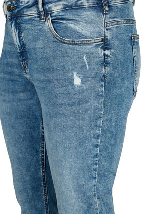 Emily jeans met normale taille en destroy, Blue denim, Packshot image number 2