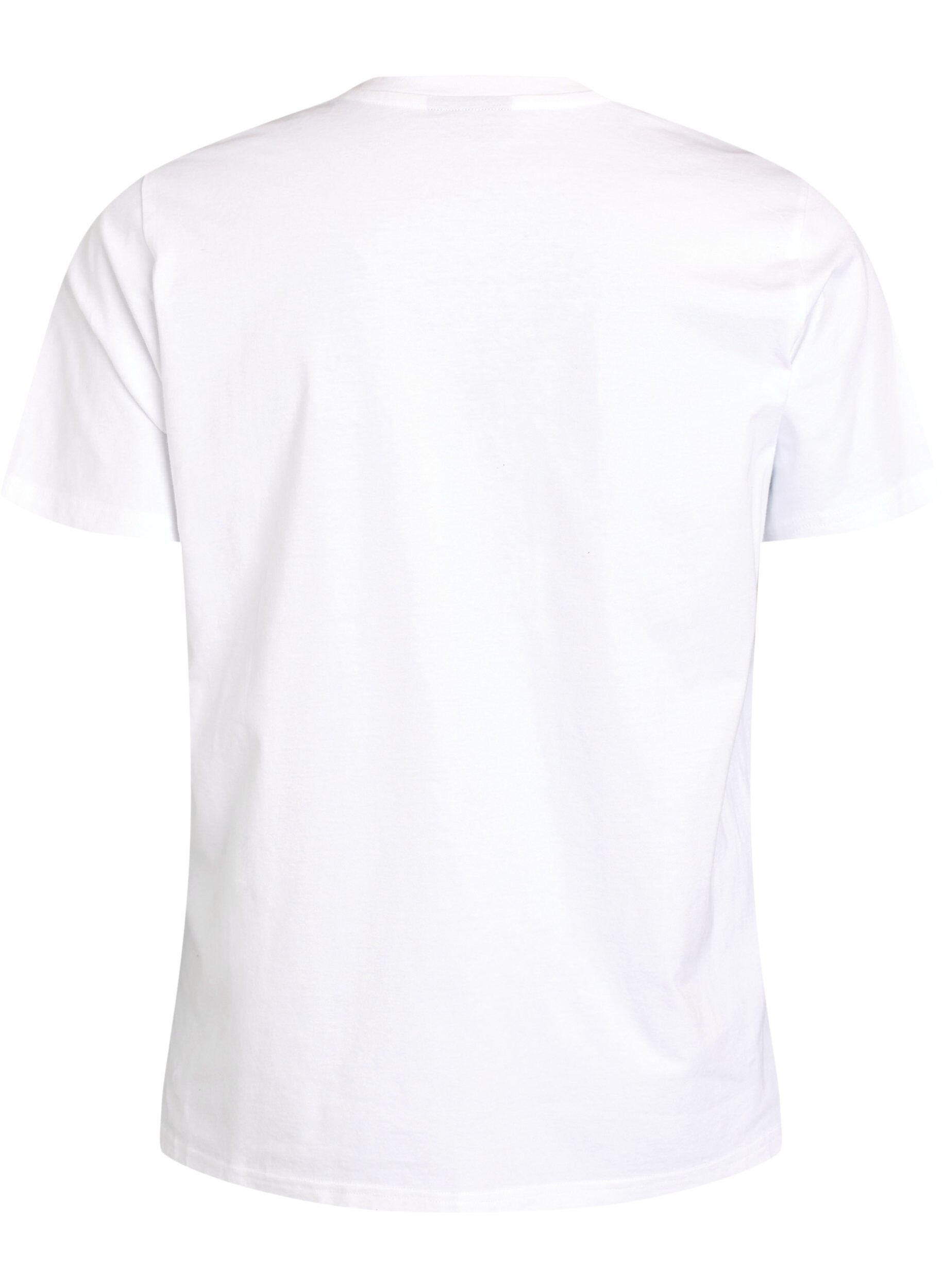 Zizzi T-shirt en coton biologique avec motif d'agrumes, Blanc, Packshot image number 1