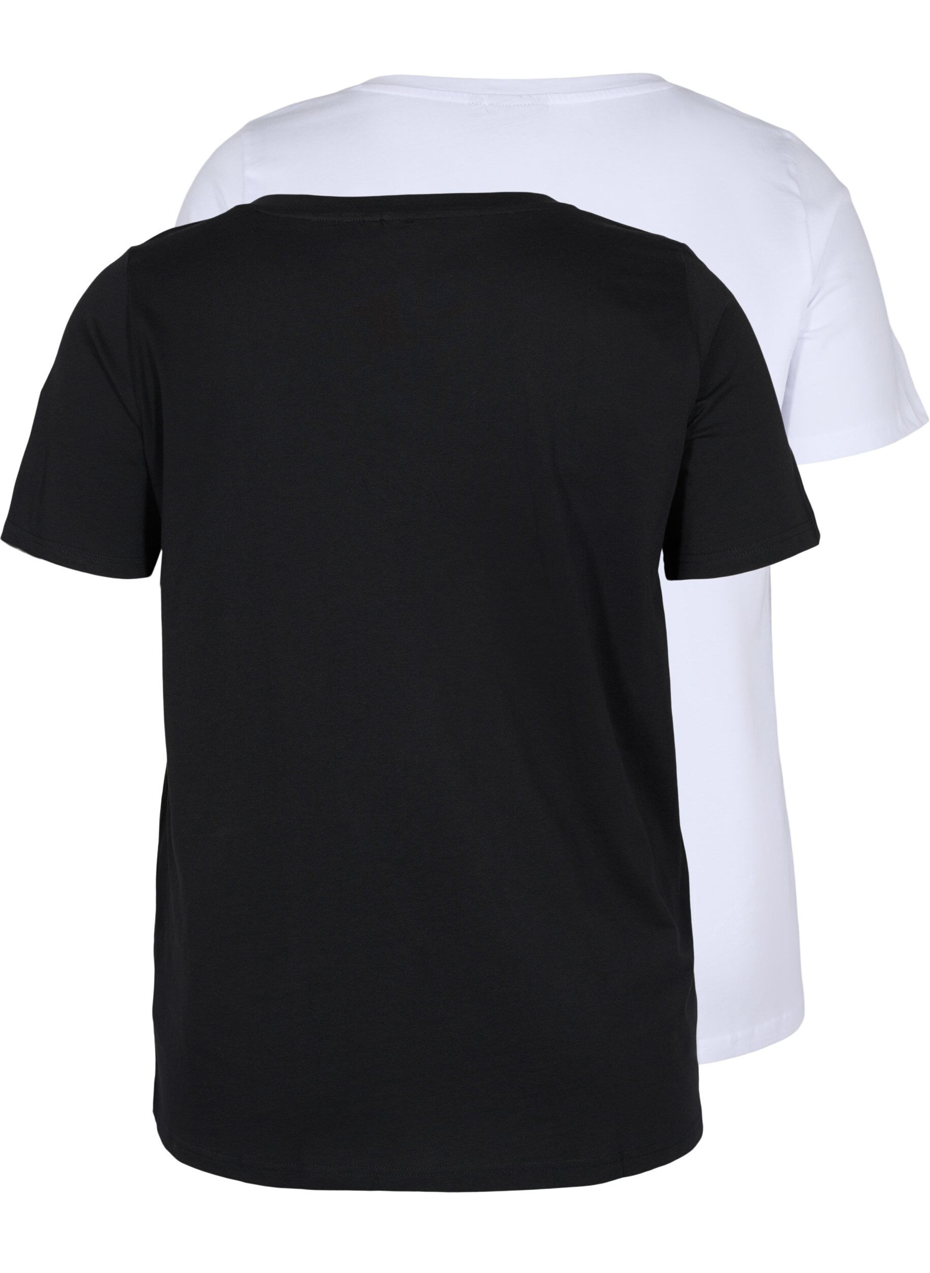 ZizziSet van 2 basic t-shirts in katoen, Black/Bright W, Packshot image number 1