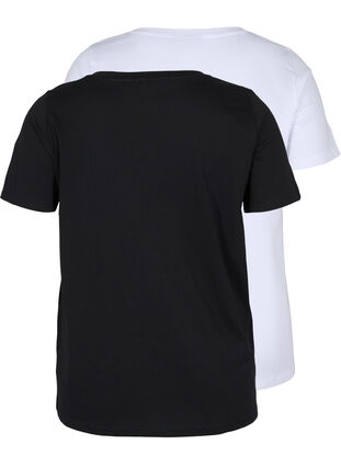 T-shirt basiques 2-pack en coton, Black/Bright W, Packshot image number 1