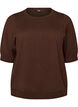 Fijngebreide blouse met korte mouwen, Bruin, Packshot image number 0