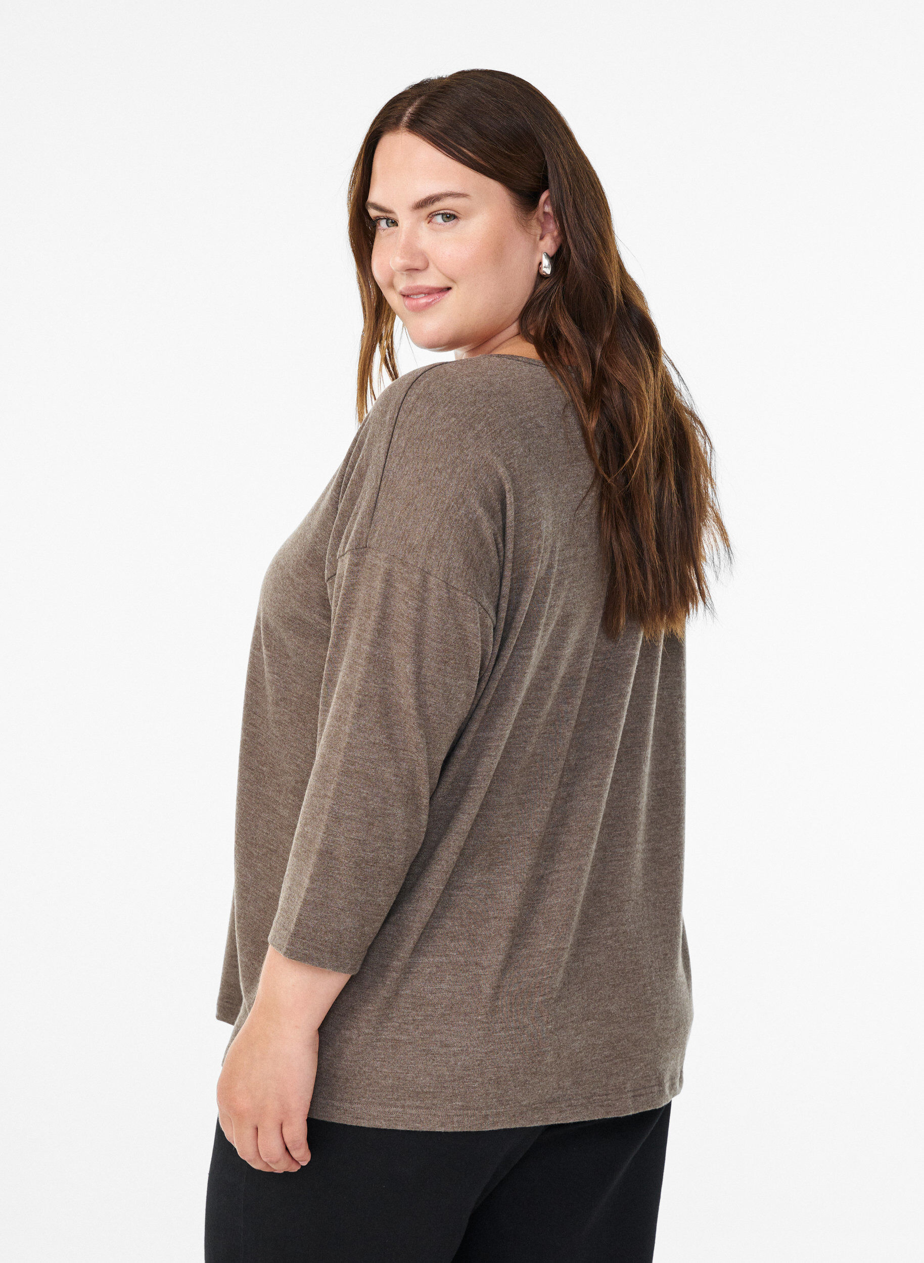 ZizziBlouse en jersey avec manches 3/4, Marron, Model image number 2