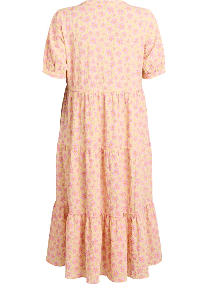 Robe longueur cheville &agrave; manches courtes avec volants &eacute;tag&eacute;s, Jaune, Packshot image number 1