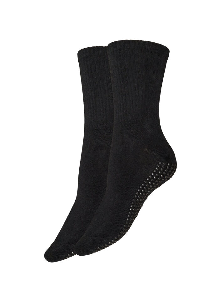 Lot de 2 paires de chaussettes pour reformer avec grips antid&eacute;rapants, Noir, Packshot image number 0