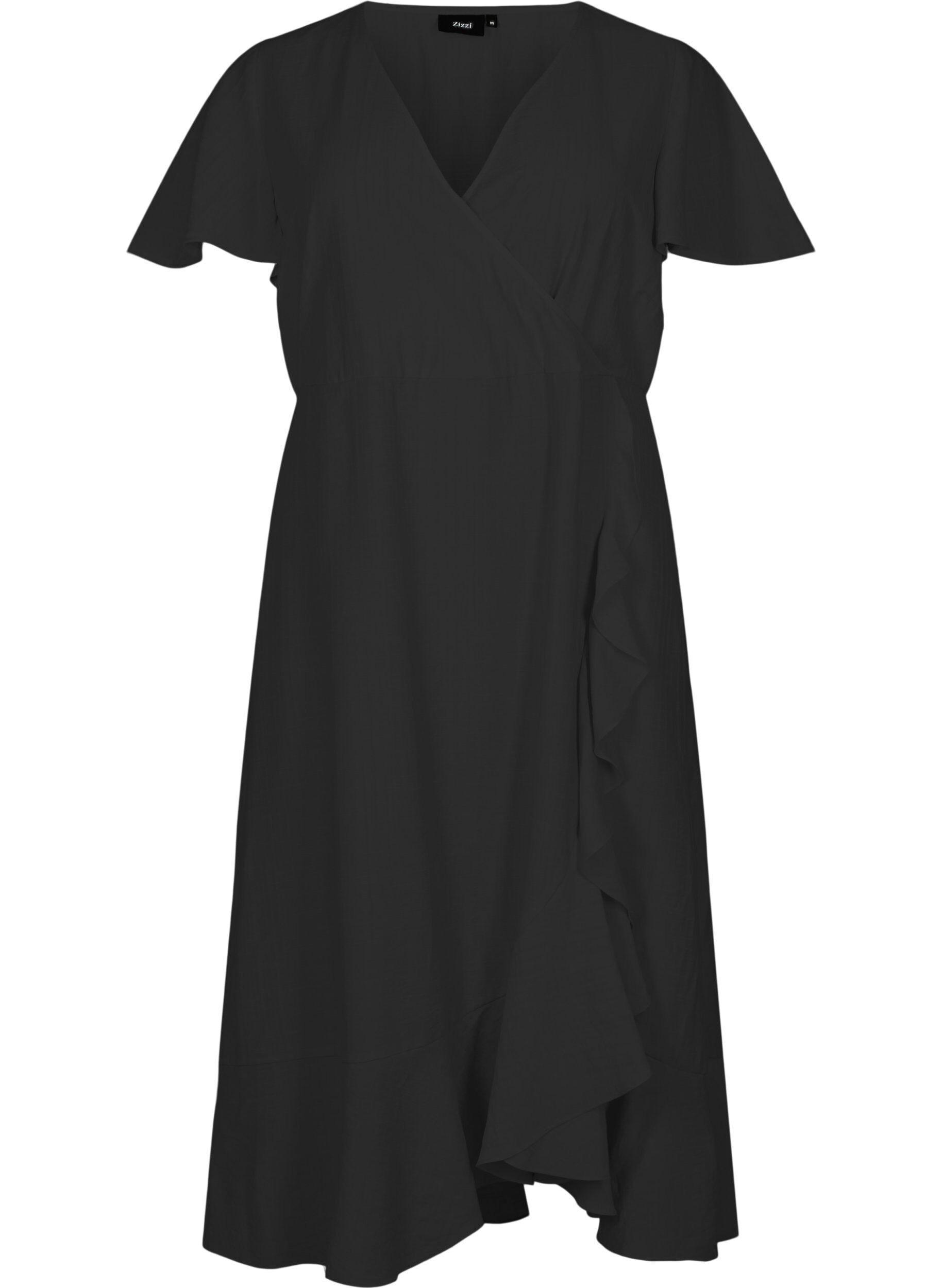 Zizzi Robe midi &agrave; manches chauve-souris, Black, Packshot image number 0