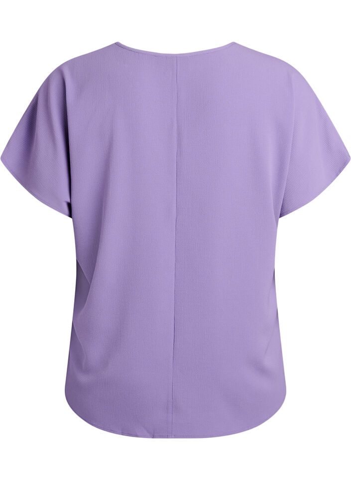 Blouse &agrave; manches courtes et encolure ronde, Mauve, Packshot image number 1