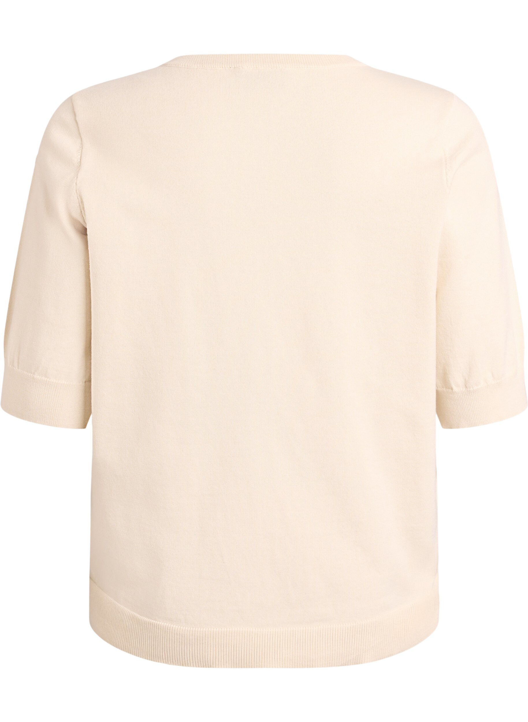 ZizziBlouse en fine maille &agrave; manches courtes, Beige, Packshot image number 1