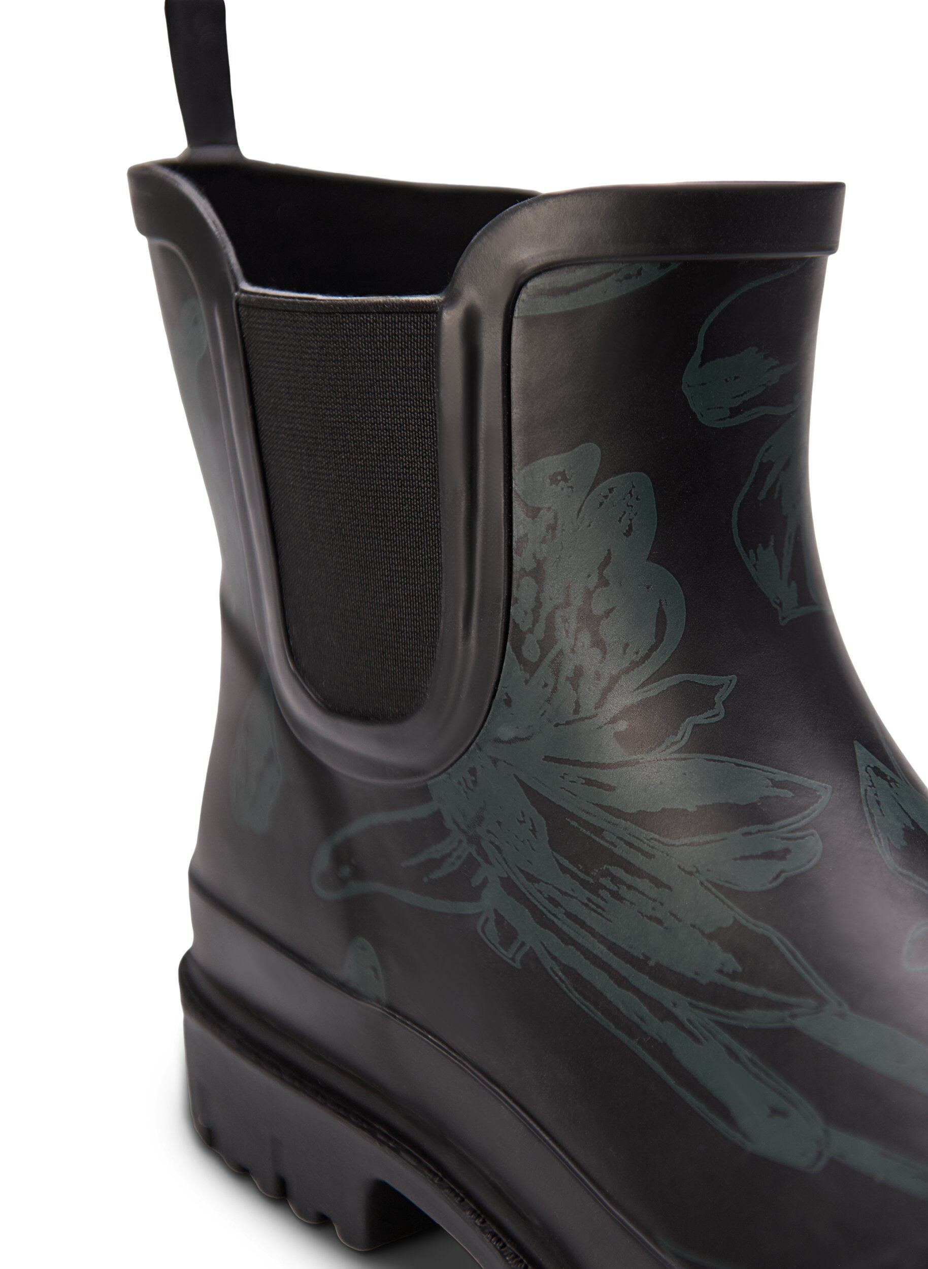 Zizzi Bottes en caoutchouc &agrave; largeur courte avec imprim&eacute;, B. Teal Flower AOP, Packshot image number 3
