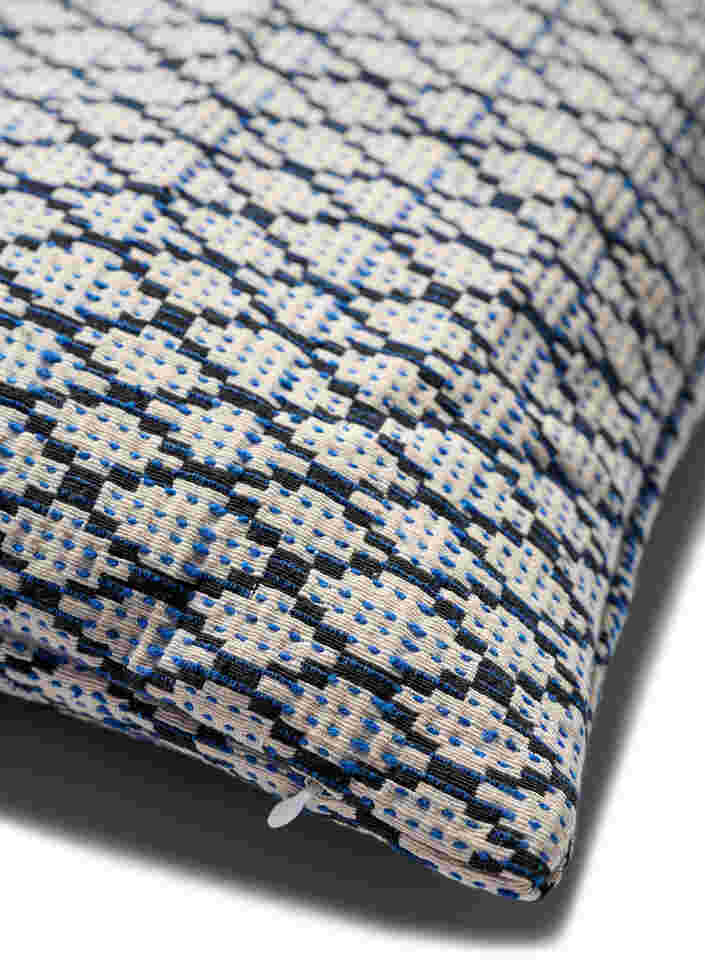 Housse de coussin à motif jacquard, Black/Blue/White, Packshot image number 3