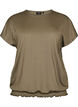 Blouse en jersey avec rayures textur&eacute;es et ourlet smock&eacute;, Marron, Packshot image number 0