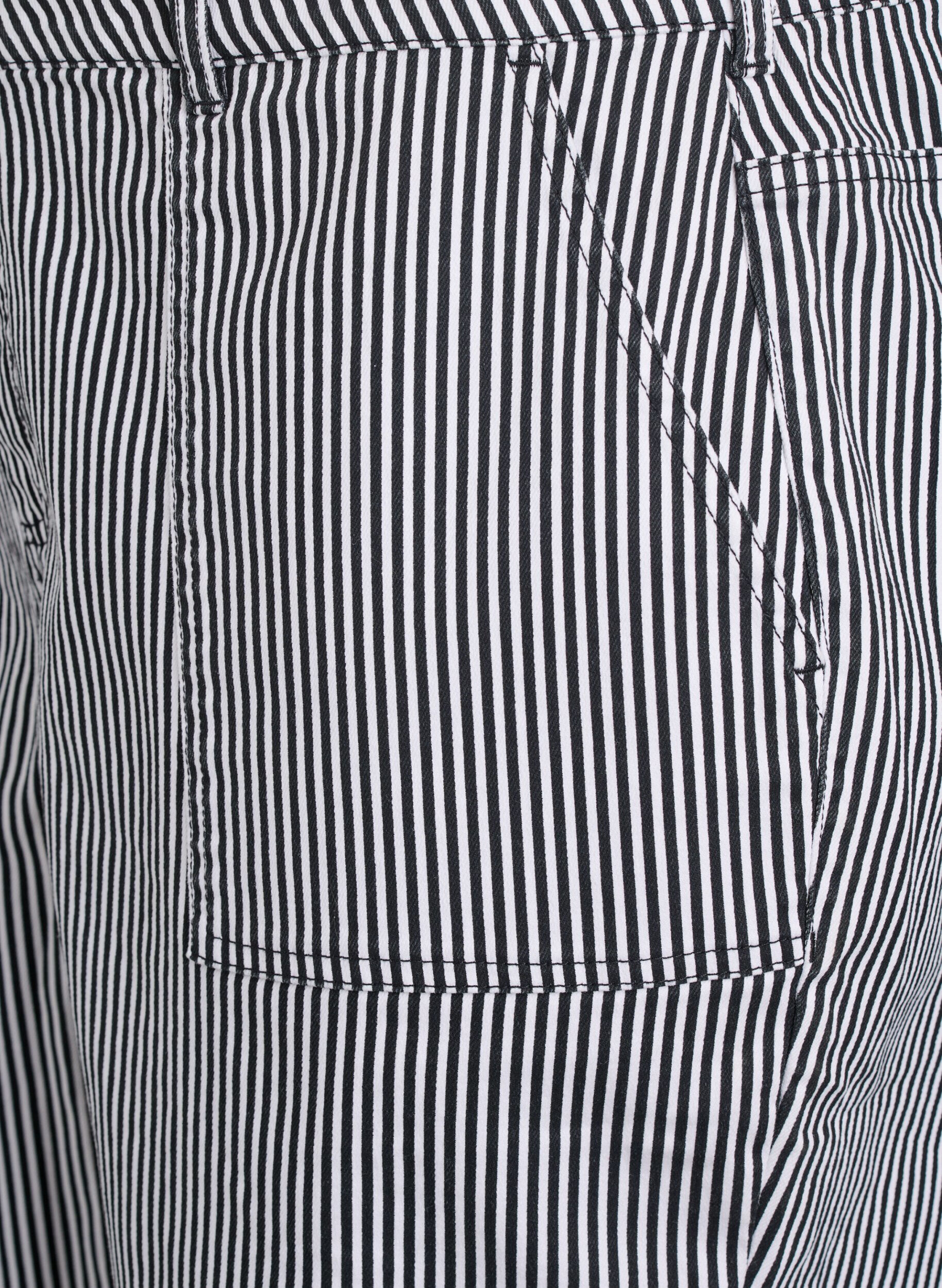 ZizziGestreepte bermudashorts met hoge taille, Zwart, Packshot image number 2