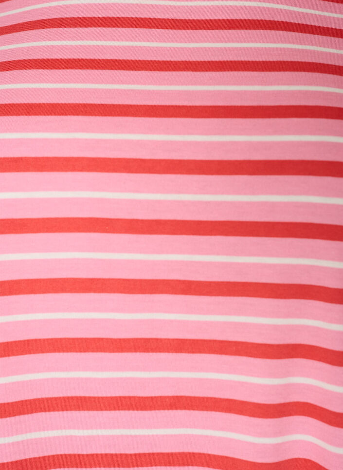 T-shirt long oversize ray&eacute; en coton bio, Rose, Packshot image number 2