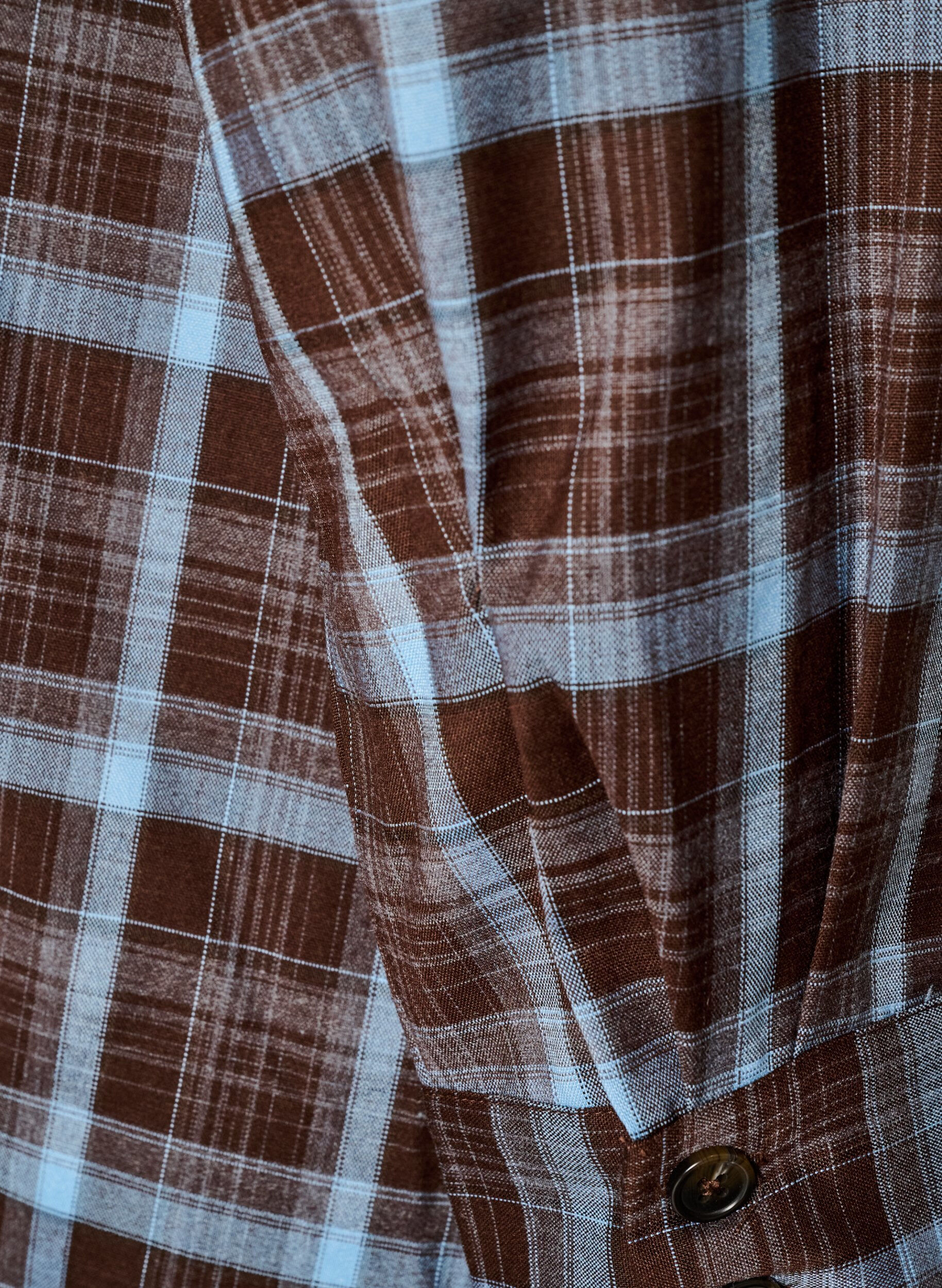 ZizziKnie-lange overhemdjurk met ruitpatroon, Bruin, Packshot image number 3