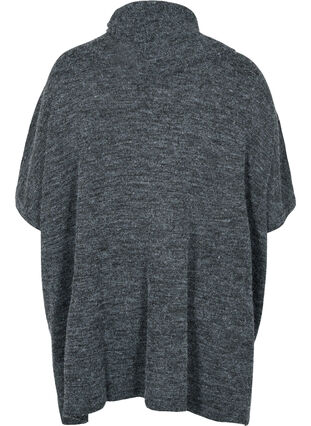 Poncho en tricot à manches courtes et col rond, Dark Grey Melange, Packshot image number 1