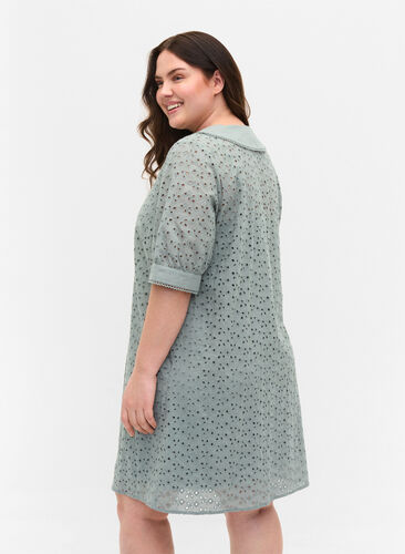Robe en coton avec broderie anglaise, Silver Blue, Model image number 1