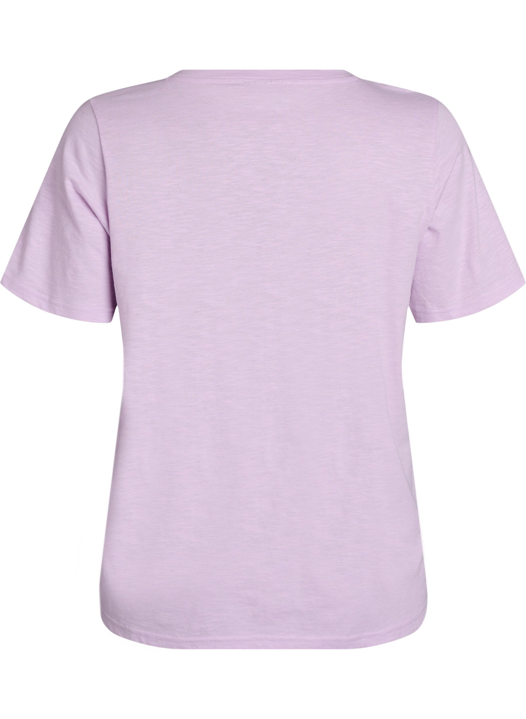 Zizzi T-shirt basique &agrave; manches courtes et col en V, Mauve, Packshot image number 1